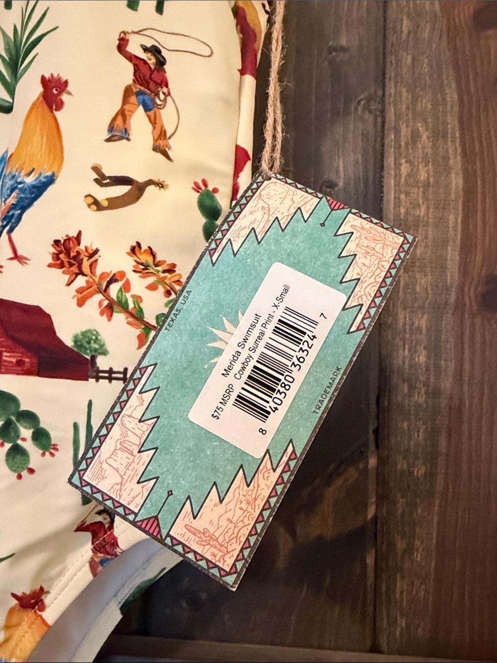 NWT Sendero Provisions Co, Western Print One-Piece Swimsuit with Colorful Motifs - Picture 7 of 8